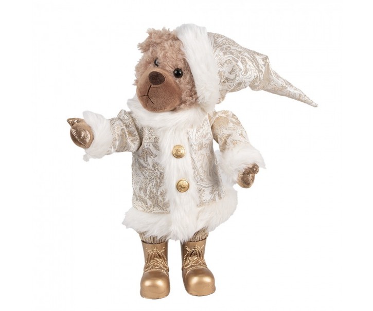 Vánoční dekorace stojící plyšový medvěd v oblečku Teddy Bear - 22*16*36 cm Clayre & Eef