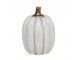 Bílá antik dekorace dýně Pumpkin gold - Ø 5*7 cm Chic Antique