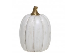 Bílá antik dekorace dýně Pumpkin gold - Ø 8*13 cm 