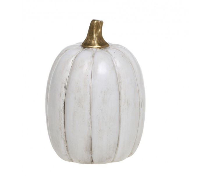 Bílá antik dekorace dýně Pumpkin gold - Ø 5*7 cm Chic Antique