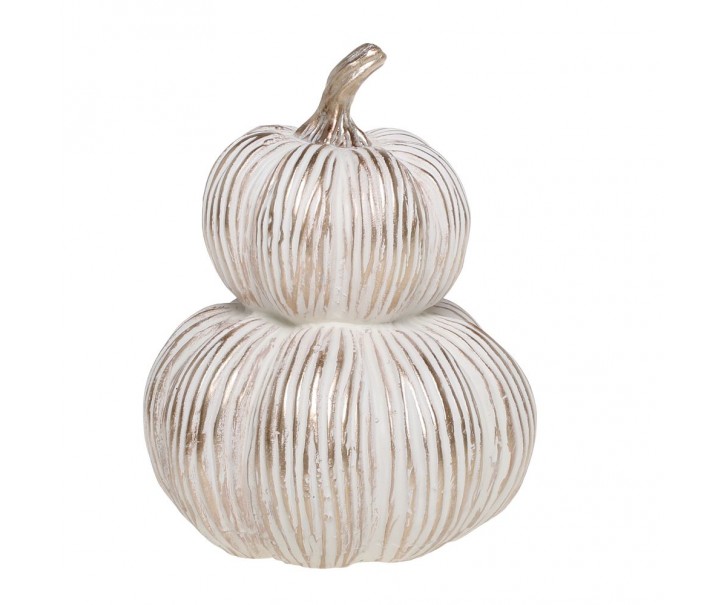 Béžovo-zlatá antik dekorace dýně Pumpkin gold - Ø 14*18 cm Chic Antique