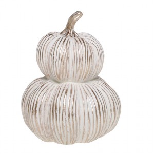 Béžovo-zlatá antik dekorace dýně Pumpkin gold - Ø 14*18 cm 