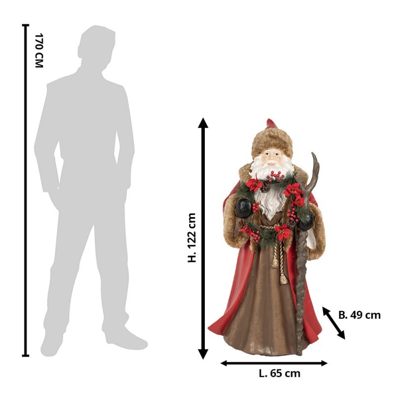 Veliká vánoční dekorace Santa Claus v plášti a Led světýlky - 65*49*122 cm Clayre & Eef Veliká vánoční dekorace Santa Claus v plášti a Led světýlky - 65*49*122 cm Clayre & Eef