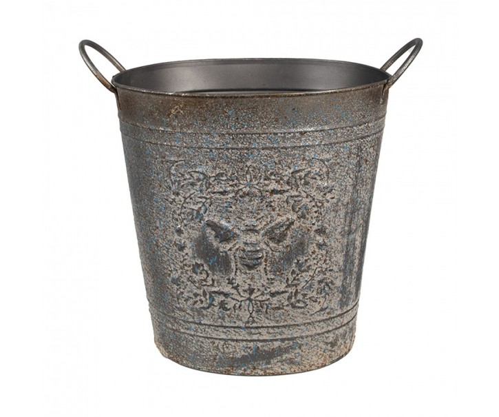 Zinkový antik plechový kbelík se včelkou - 35*22*32 cm Clayre & Eef