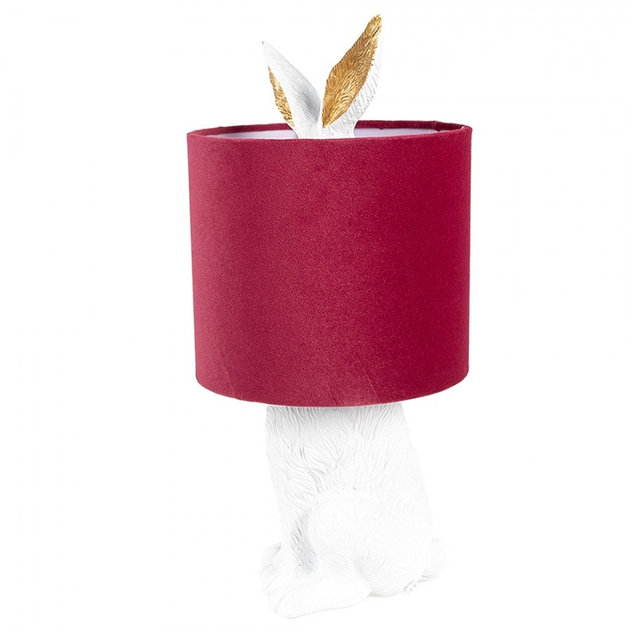 Bílá stolní lampa králík s červeným stínidlem Rabbi - Ø 20*43 cm Clayre & Eef Bílá stolní lampa králík s červeným stínidlem Rabbi - Ø 20*43 cm Clayre & Eef