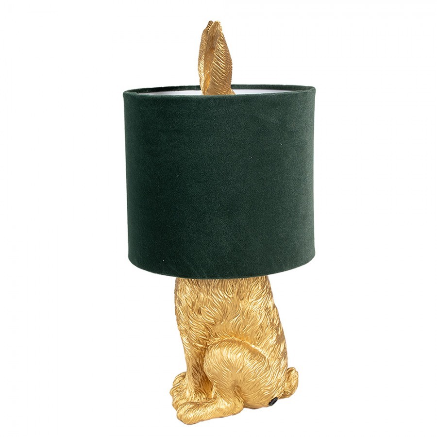 Zlatá stolní lampa králík s tmavě zeleným stínidlem Rabbi - Ø 20*43 cm Clayre & Eef Zlatá stolní lampa králík s tmavě zeleným stínidlem Rabbi - Ø 20*43 cm Clayre & Eef