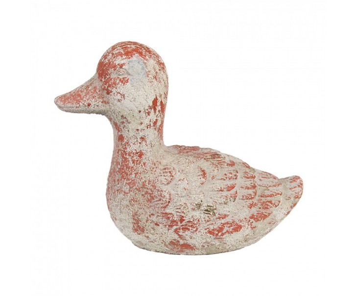 Cihlovo-šedá antik cementová dekorace kačenka Brocante - 15*8*12 cm Clayre & Eef