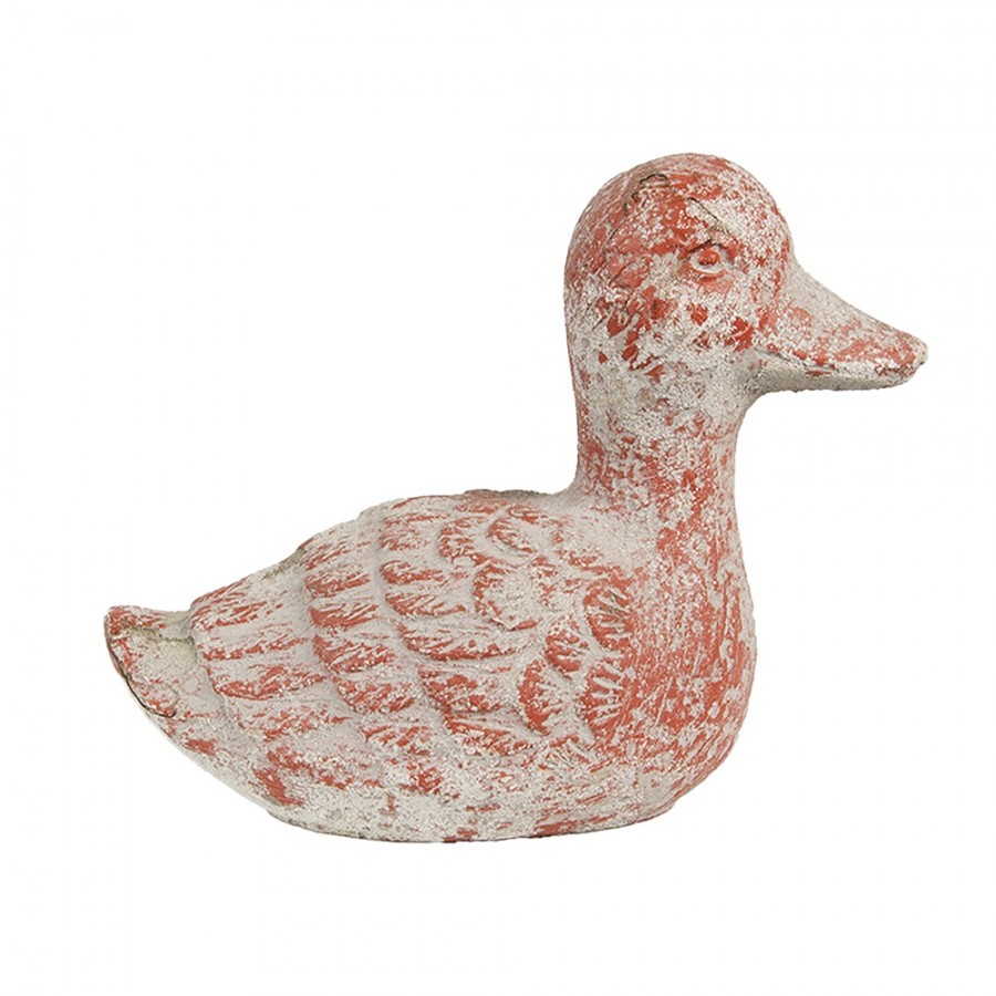Cihlovo-šedá antik cementová dekorace kačenka Brocante - 15*8*12 cm Clayre & Eef Cihlovo-šedá antik cementová dekorace kačenka Brocante - 15*8*12 cm Clayre & Eef