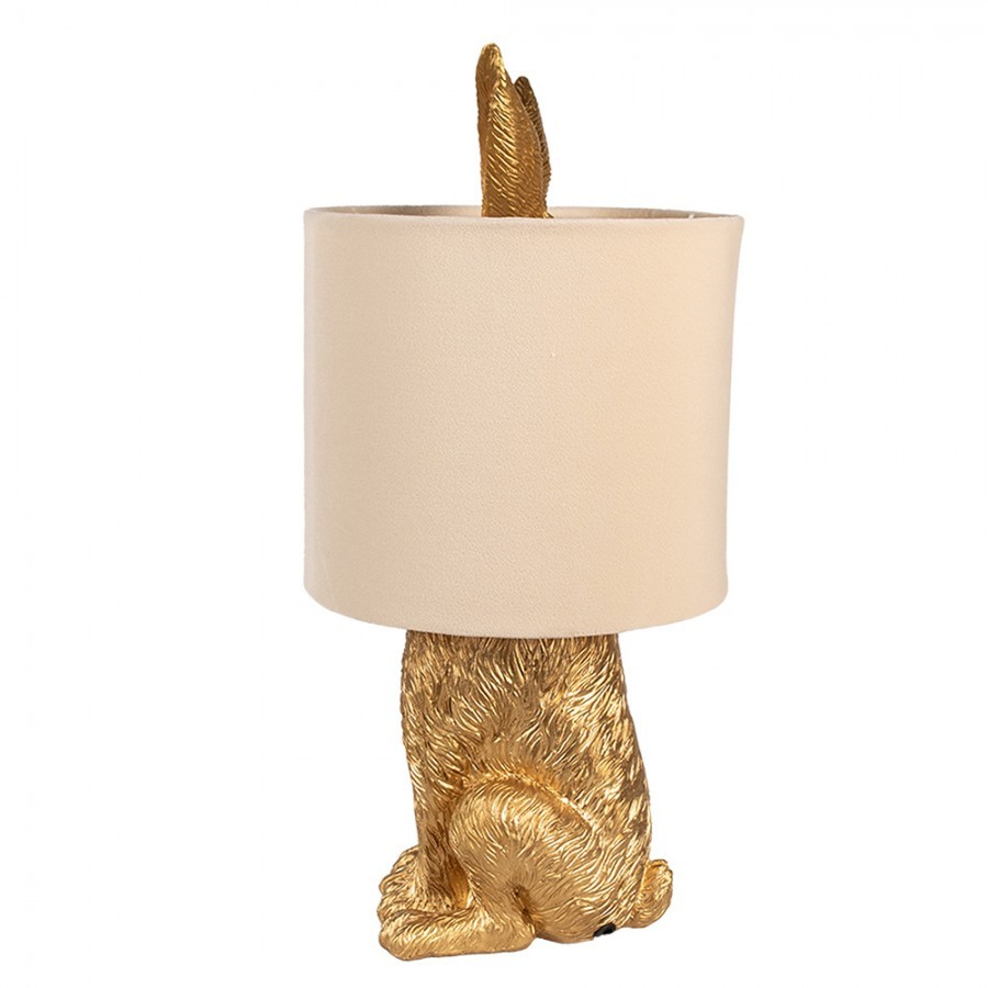 Zlatá stolní lampa králík s béžovým stínidlem Rabbi - Ø 20*43 cm Clayre & Eef Zlatá stolní lampa králík s béžovým stínidlem Rabbi - Ø 20*43 cm Clayre & Eef