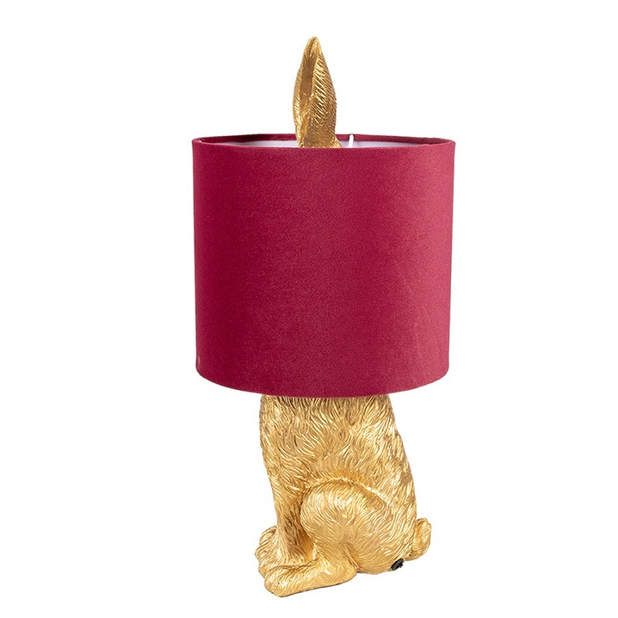 Zlatá stolní lampa králík s červeným stínidlem Rabbi - Ø 20*43 cm Clayre & Eef Zlatá stolní lampa králík s červeným stínidlem Rabbi - Ø 20*43 cm Clayre & Eef