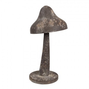 Hnědá antik plechová dekorace houba - Ø 14*27 cm