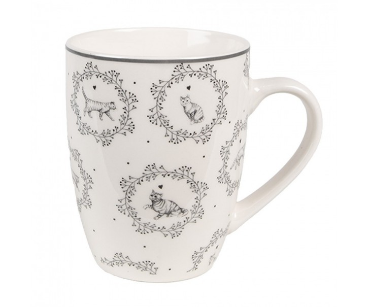 Porcelánový hrnek s kočičkami Lovely Grey Cats - 12*8*10 cm / 325 ml Clayre & Eef