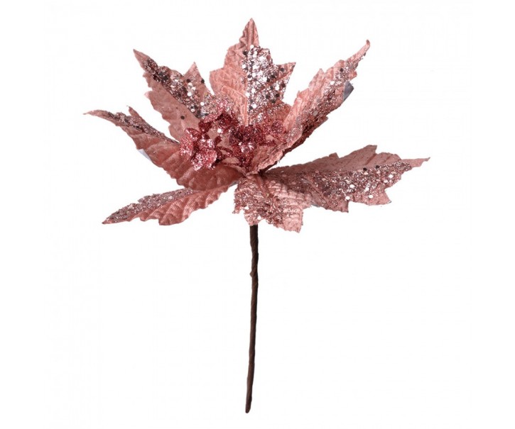 Růžová umělá rostlina zápich vánoční hvězda Poinsettia - Ø 22*25 cm Clayre & Eef