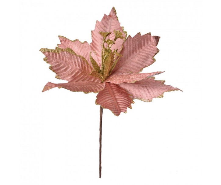 Růžová umělá květina zápich vánoční hvězda Poinsettia - Ø 24*27 cm Clayre & Eef