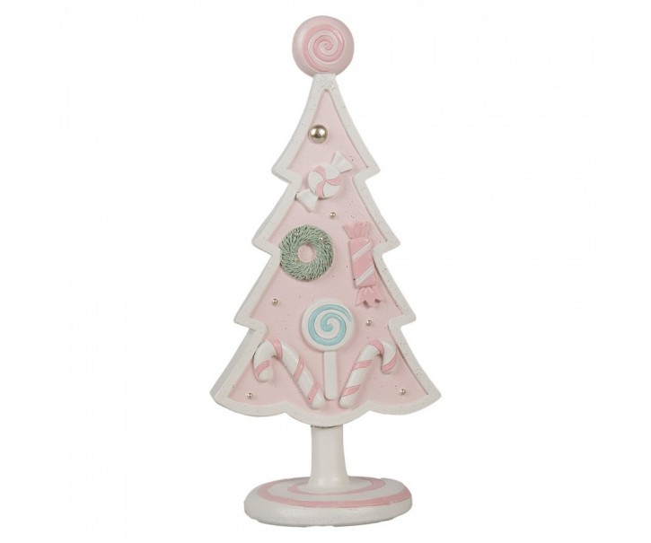 Pastelově růžová dekorace vánoční stromek Christmas Tree - 12*9*25 cm Clayre & Eef