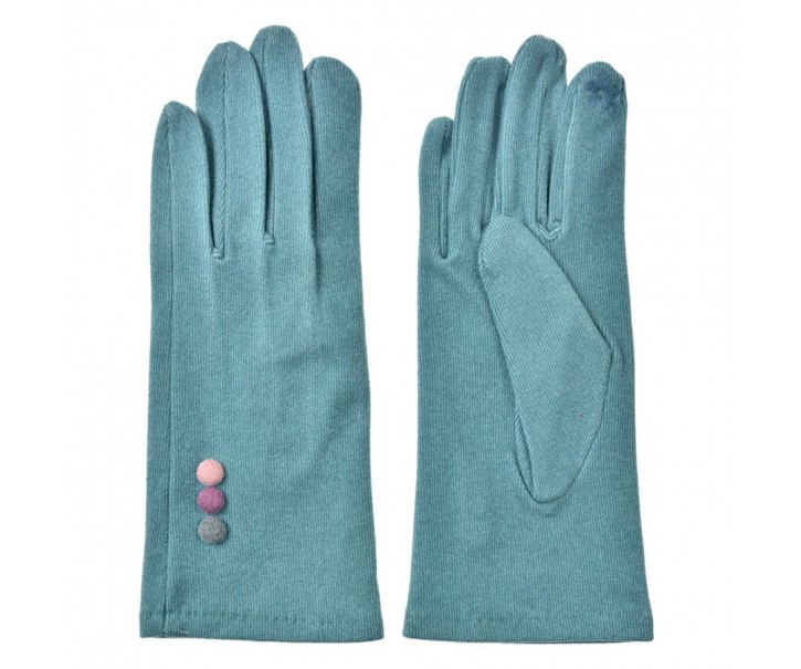 Tyrkysové rukavice s barevnými knoflíčky - 9*23*1 cm Clayre & Eef