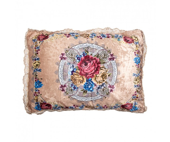Béžový polštář s květy a krajkou Baroque - 70*50*6 cm Clayre & Eef