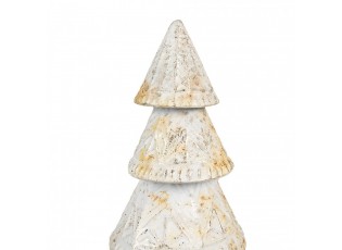 Bílý antik kovový dekorační stromek - Ø 12*32 cm