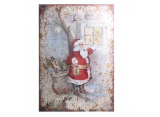 Vánoční kovový závěsný obraz Santa Vintage - 66*95 cm