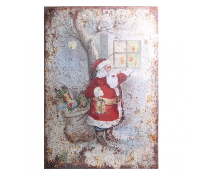 Vánoční kovová závěsná cedule Santa Vintage - 66*95 cm Chic Antique