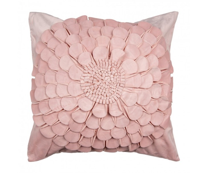 Růžový povlak na polštář s květinou Flower - 45*45 cm Clayre & Eef