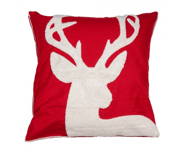 Červený povlak na polštář s jelenem Merry Christmas Deer - 45*45 cm Clayre & Eef