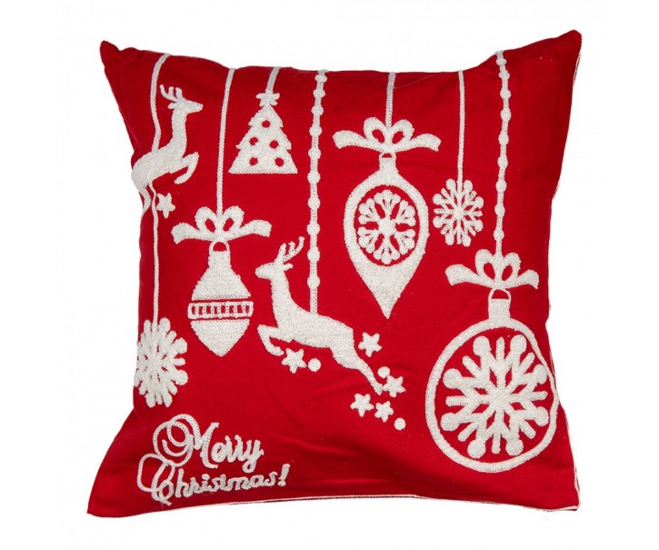Červený povlak na polštář s jeleny Merry Christmas Deer - 45*45 cm Clayre & Eef