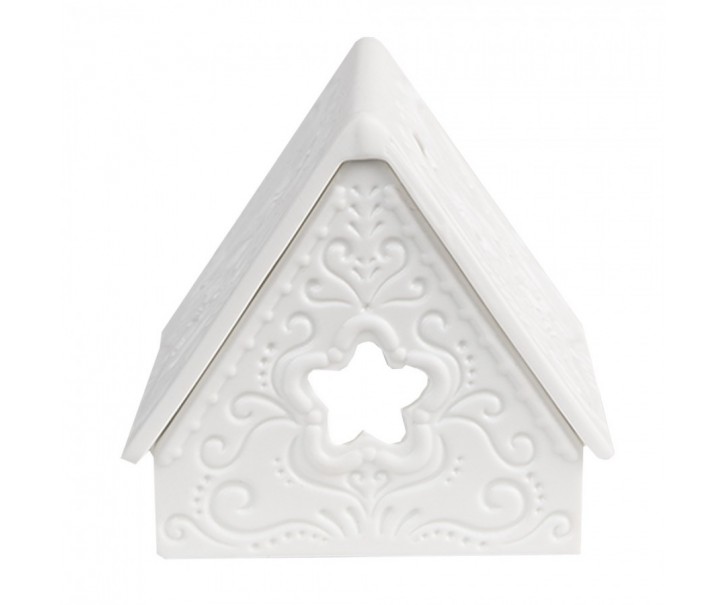 Bílý porcelánový svícen chaloupka House Fairy - 8*7*7 cm Clayre & Eef