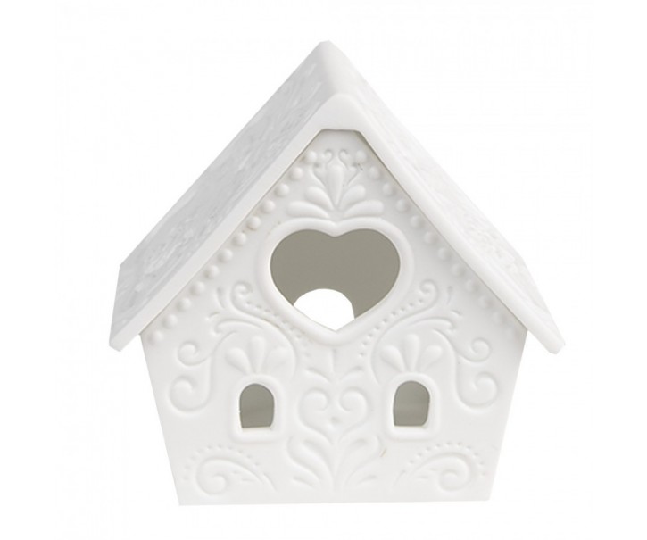 Bílý porcelánový svícen chaloupka House Fairy - 8*6*8 cm Clayre & Eef