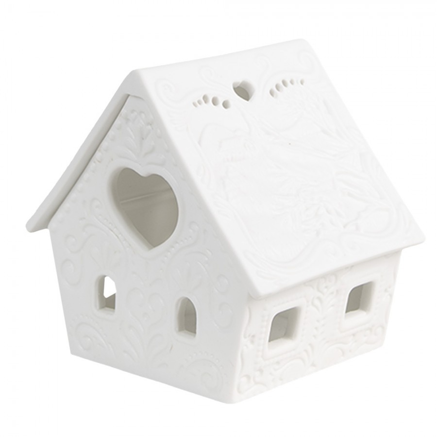 Bílý porcelánový svícen chaloupka House Fairy - 8*6*8 cm Clayre & Eef Bílý porcelánový svícen chaloupka House Fairy - 8*6*8 cm Clayre & Eef
