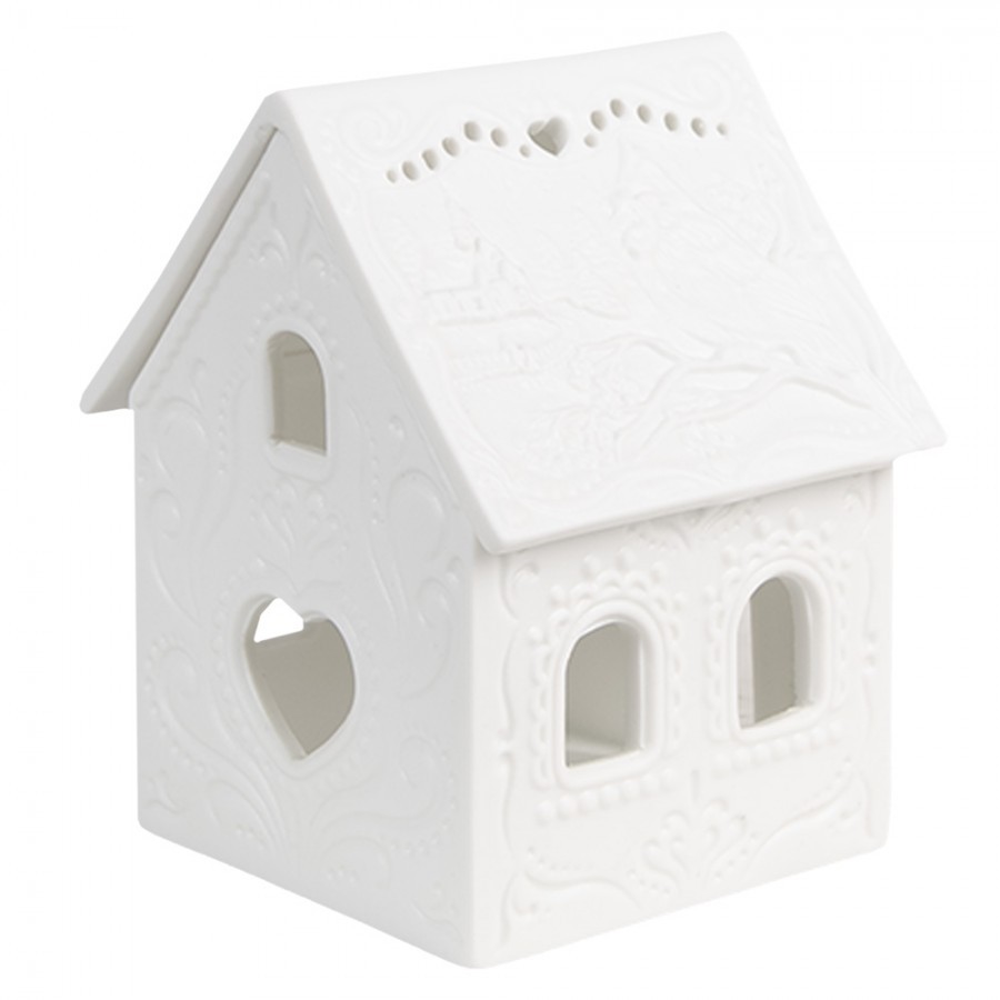 Bílý porcelánový svícen chaloupka House Fairy - 7*6*9 cm Clayre & Eef Bílý porcelánový svícen chaloupka House Fairy - 7*6*9 cm Clayre & Eef