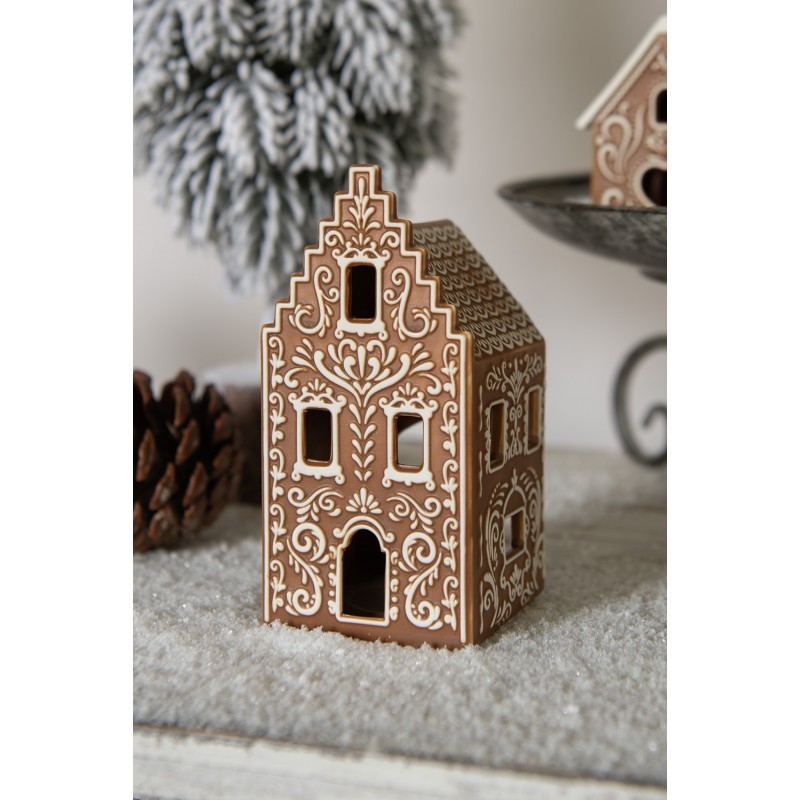 Porcelánový svícen perníková chaloupka Gingerbread House - 7*7*15 cm Clayre & Eef Porcelánový svícen perníková chaloupka Gingerbread House - 7*7*15 cm Clayre & Eef