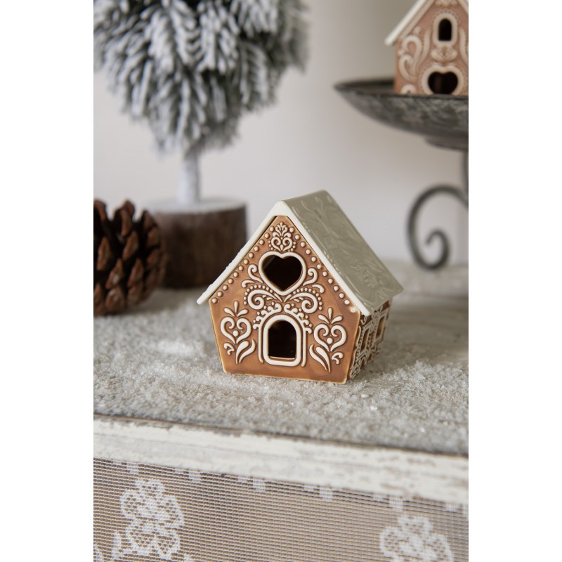 Porcelánový svícen perníková chaloupka Gingerbread House - 8*6*8 cm Clayre & Eef Porcelánový svícen perníková chaloupka Gingerbread House - 8*6*8 cm Clayre & Eef