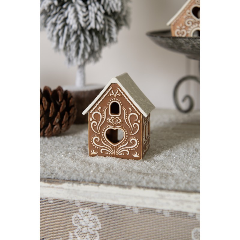 Porcelánový svícen perníková chaloupka Gingerbread House - 7*6*9 cm Clayre & Eef Porcelánový svícen perníková chaloupka Gingerbread House - 7*6*9 cm Clayre & Eef