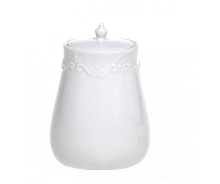 Porcelánová dóza s krajkou Provence lace - 8,5*13 cm / 320 ml Chic Antique