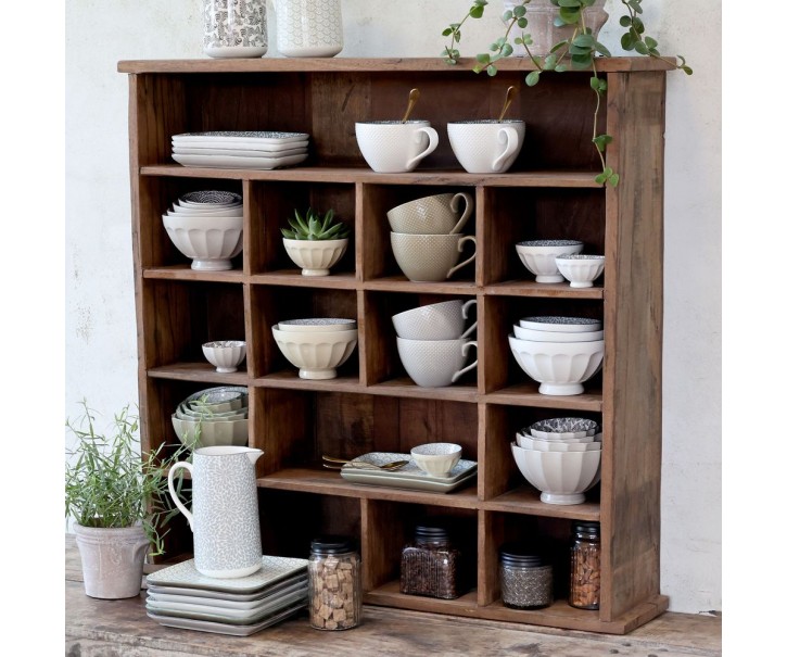 Hnědá antik dřevěná polička s přihrádkami Grimaud Unit - 88*20*85 cm Chic Antique