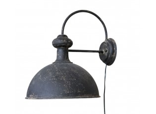 Černá antik nástěnná lampa s patinou Factory Lamp - 34*44*42 cm/E27/ 60W