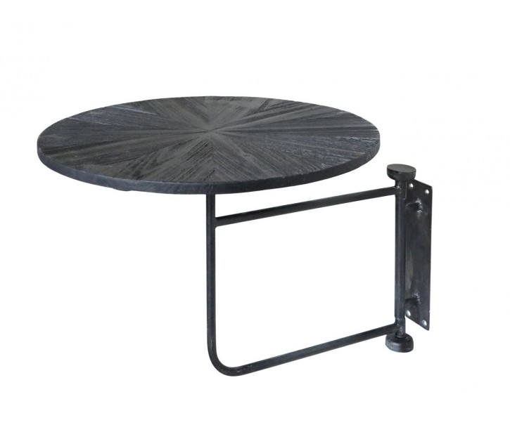Černý antik dřevěný kulatý nástěnný stůl Tin Wall Table - 35*45 cm Chic Antique