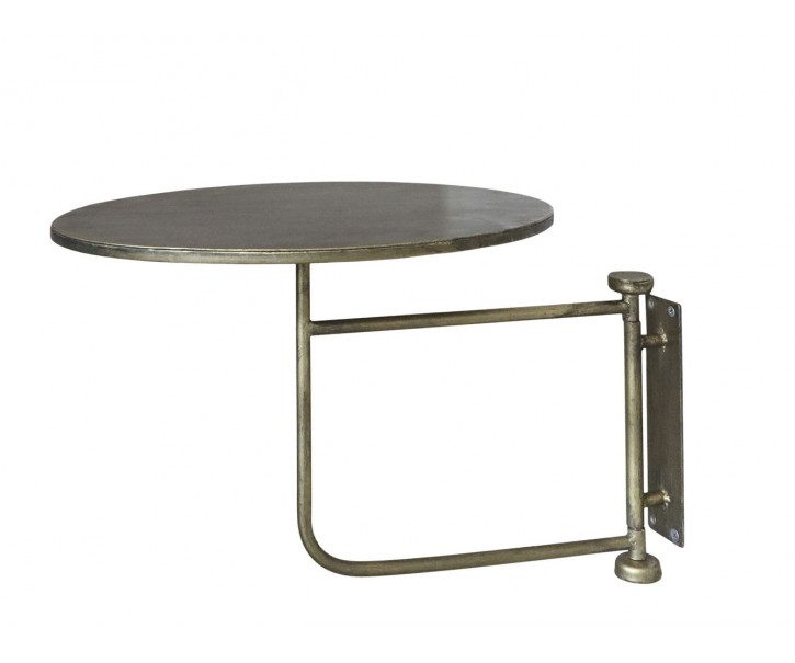 Mosazný antik kovový kulatý nástěnný stůl Tin Wall Table - 30*40 cm Chic Antique