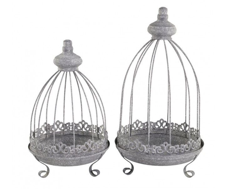 2ks zinková antik kovová dekorační klec Narbonne - 22*39/ 19*32 cm Chic Antique
