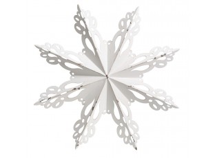 Bílá antik kovová nástěnná dekorace sněhová vločka Snowflake - 53*6 cm