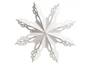 Bílá antik kovová nástěnná dekorace sněhová vločka Snowflake - 63*6 cm