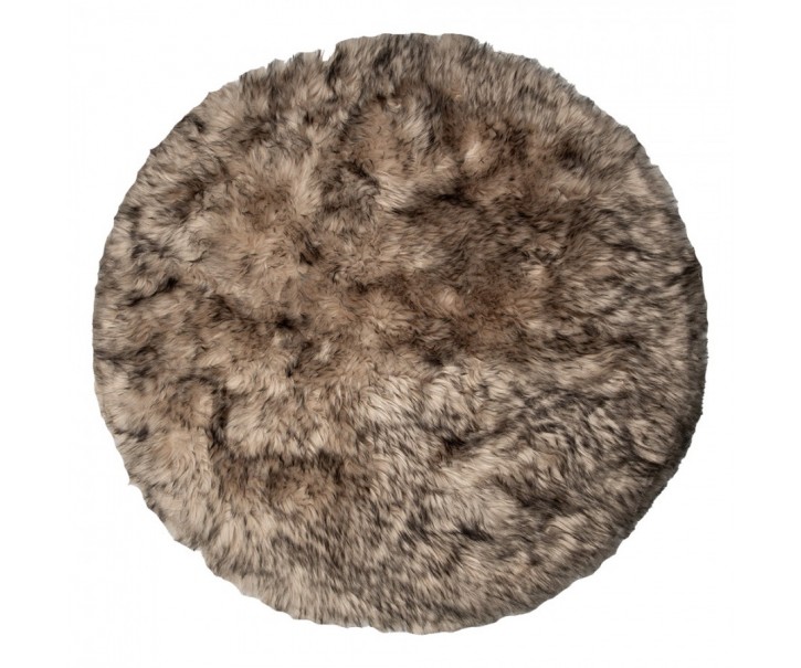 Hnědý melírovaný kulatý koberec Ruggy - Ø 100 * 3 cm Clayre & Eef