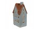 Modrý keramický svícen na čajovou svíčku domek Amster Village - 11*8*20 cm Clayre & Eef