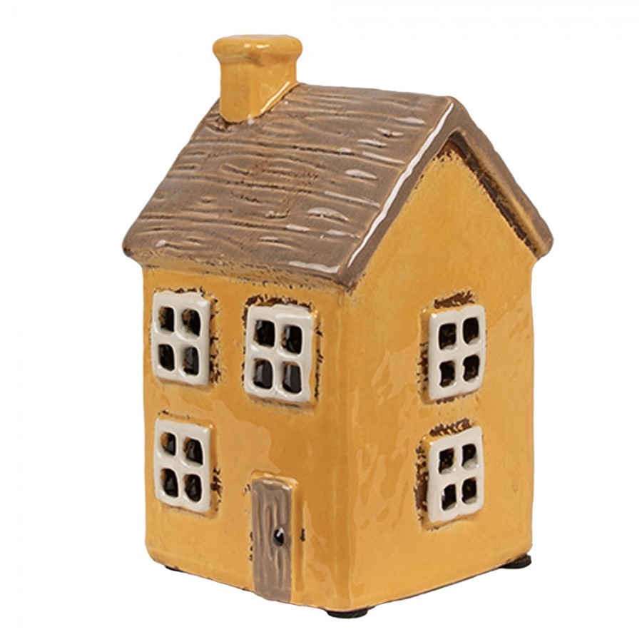 Žlutý keramický svícen na čajovou svíčku domek Amster Village - 9*9*15 cm Clayre & Eef Žlutý keramický svícen na čajovou svíčku domek Amster Village - 9*9*15 cm Clayre & Eef