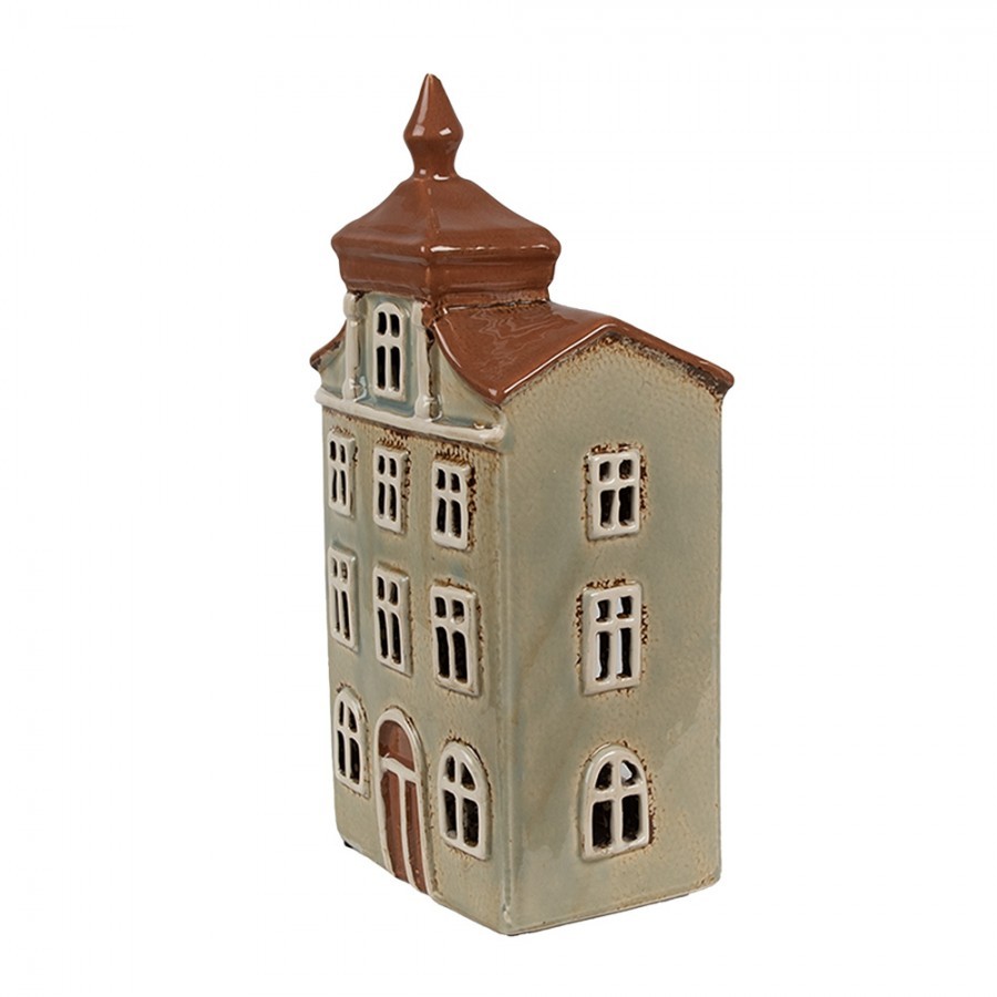 Zelený keramický svícen na čajovou svíčku domek Amster Village - 12*9*25 cm Clayre & Eef Zelený keramický svícen na čajovou svíčku domek Amster Village - 12*9*25 cm Clayre & Eef