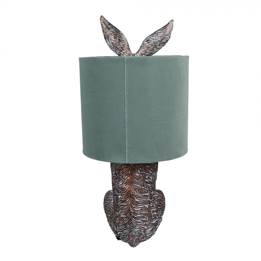 Šedá stolní lampa králík se zeleným stínidlem Rabbi - Ø 20*43 cm Clayre & Eef Šedá stolní lampa králík se zeleným stínidlem Rabbi - Ø 20*43 cm Clayre & Eef