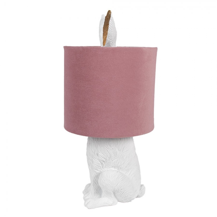 Bílá stolní lampa králík s růžovým stínidlem Rabbi - Ø 20*43 cm Clayre & Eef Bílá stolní lampa králík s růžovým stínidlem Rabbi - Ø 20*43 cm Clayre & Eef