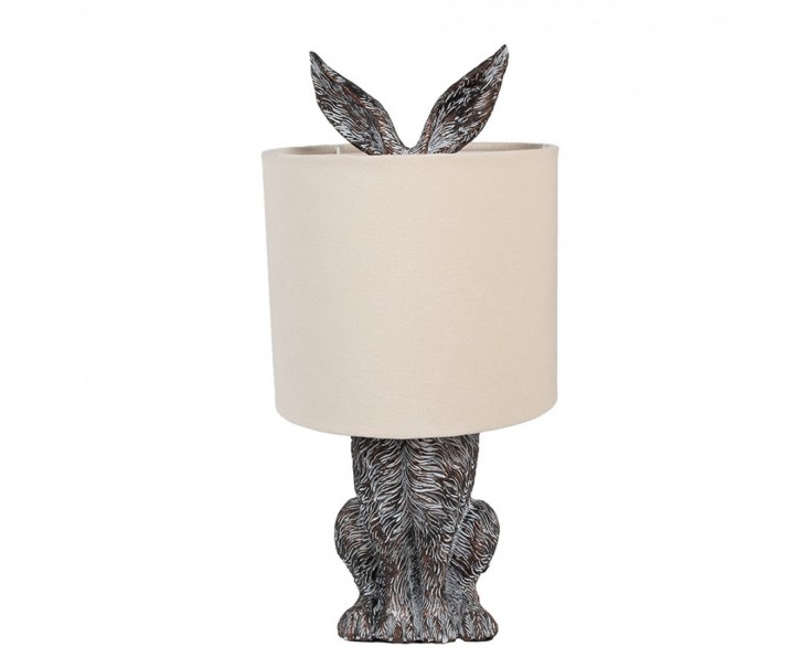 Šedá stolní lampa králík s béžovým stínidlem Rabbi - Ø 20*43 cm Clayre & Eef