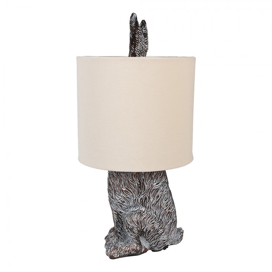 Šedá stolní lampa králík s béžovým stínidlem Rabbi - Ø 20*43 cm Clayre & Eef Šedá stolní lampa králík s béžovým stínidlem Rabbi - Ø 20*43 cm Clayre & Eef